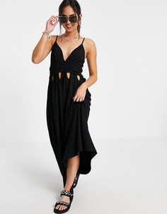 Черный сарафан макси с вырезами ASOS DESIGN-Черный цвет