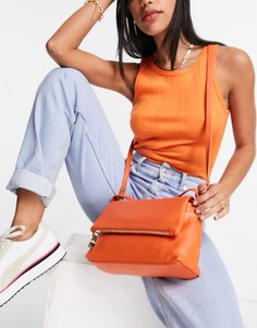 Оранжевая кожаная сумка на плечо с клапаном Paul Costelloe-Оранжевый цвет