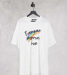 Белая футболка с надписью "Everyone Deserves Love" Missguided Plus-Белый
