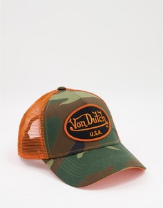 Кепка цвета хаки с камуфляжным принтом Von Dutch-Зеленый цвет