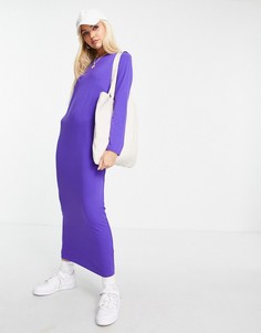 Фиолетовое платье-футболка макси с длинными рукавами ASOS DESIGN-Фиолетовый цвет