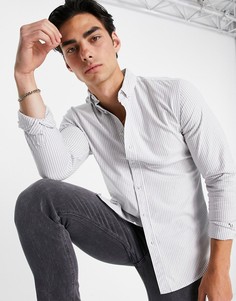 Серая оксфордская рубашка в полоску Topman-Серый