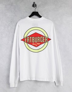 Белый oversized-лонгслив с принтом "Fatburger" ASOS DESIGN