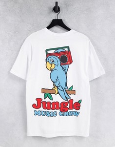 Белая футболка с принтом "Jungle Music" от комплекта Crooked Tongues-Белый