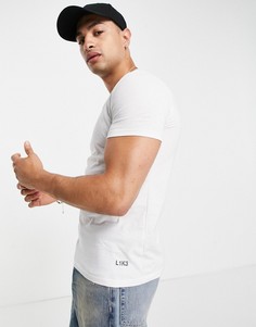 Белая футболка с V-образным вырезом Bershka-Белый