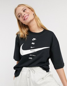 Белая футболка бойфренда с логотипом Nike-Черный цвет