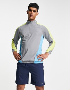 Спортивный свитшот на молнии длиной 1/4 из политрикотажа ASOS 4505-Серый