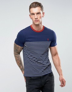 Темно-синяя футболка классического кроя с полосками Polo Ralph Lauren-Темно-синий