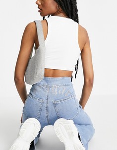Голубые эластичные расклешенные джинсы с надписью "Sugar" из стразов Topshop Three-Голубой