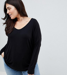 Черный лонгслив с рукавами "летучая мышь" ASOS DESIGN Curve