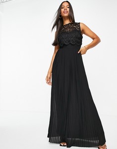 Черное платье макси с кружевной кокеткой TFNC-Черный цвет