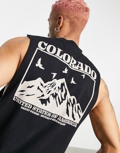 Черная свободная майка из органического хлопка с принтом на спине "Colorado" ASOS DESIGN-Черный цвет