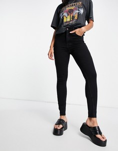 Черные джинсы скинни с высокой талией Bershka-Черный цвет