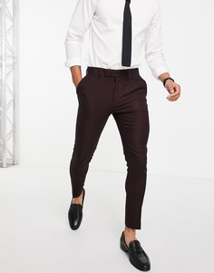 Бордовые супероблегающие брюки из саржи с добавлением шерсти ASOS DESIGN Wedding-Красный