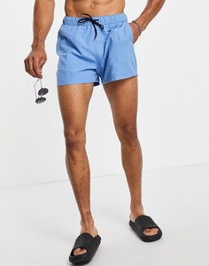 Светло-синие короткие шорты для плавания с защипами ASOS DESIGN-Голубой