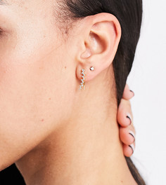 Позолоченные серьги-клаймберы со звездой DesignB London-Золотистый