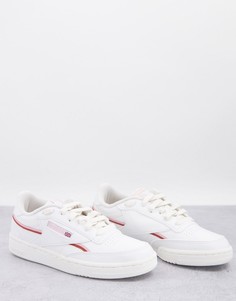 Кроссовки белого и розового цветов Reebok Club C 85-Белый