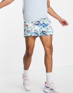 Короткие шорты для плавания с принтом волн ASOS DESIGN-Разноцветный