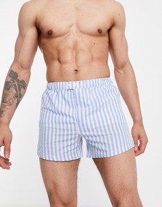 Боксеры из ткани в синюю полоску с застежкой на пуговицы ASOS DESIGN-Зеленый цвет