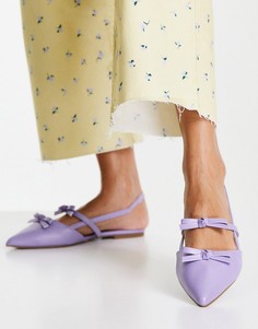Сиреневые балетки с острым носком и бантиками ASOS DESIGN Lady-Фиолетовый цвет