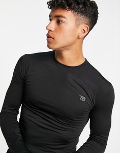 Черный спортивный лонгслив облегающего кроя Threadbare Active-Черный цвет