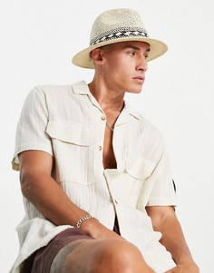 Соломенная шляпа-федора с полосой ASOS DESIGN-Белый