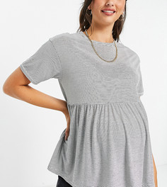 Свободный фактурный топ из легкой ткани в полоску с короткими рукавами ASOS DESIGN Maternity-Разноцветный