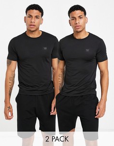 Набор из 2 черных футболок для занятий спортом Threadbare Active-Черный цвет