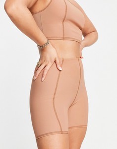 Шорты-леггинсы рыжего цвета с контрастной строчкой (от комплекта) ASOS LUXE-Коричневый цвет
