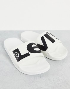 Белые шлепанцы с рифленым логотипом Levis-Белый Levis®