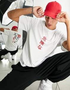Белая футболка в стиле oversized с принтом дракона на спинке Only & Sons-Белый