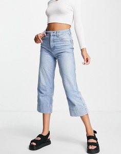 Выбеленные джинсы до щиколотки Topshop-Голубой