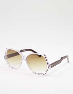 Женские солнцезащитные очки oversized в круглой прозрачной оправе с коричневыми линзами Spitfire Cut Thirty Five-Прозрачный