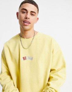 Желтый свитшот с вышивкой Topman Chicago