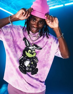 Розовая oversized-футболка с эффектом тай-дай и принтом из мультфильма ASOS DESIGN-Розовый цвет