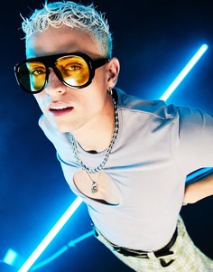 Серая облегающая футболка с круглым вырезом на груди ASOS DESIGN-Серый