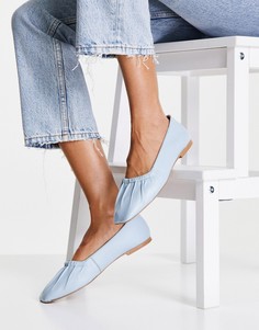Голубые туфли на плоской подошве с присборенным дизайном Topshop Libby-Голубой