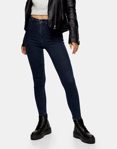 Сине-черные зауженные джинсы Topshop Joni-Черный цвет