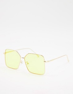 Квадратные солнцезащитные очки с декорированными затемненными стеклами My Accessories London-Желтый