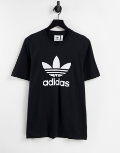 Черная футболка с большим логотипом adidas Originals adicolor-Черный цвет