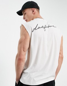 Светло-бежевая майка из органического хлопка в стиле oversized с принтом логотипа ASOS Dark Future-Светло-бежевый цвет