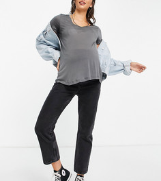 Свободная серая футболка с V-образным вырезом ASOS DESIGN Maternity-Серый