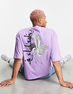 Фиолетовая oversized-футболка с принтом на спине ASOS DESIGN-Фиолетовый цвет