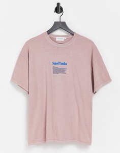 Oversized-футболка светло-бежевого цвета с принтом Sao Paulo на груди Topman-Светло-бежевый