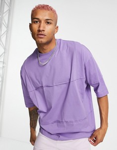 Фиолетовая oversized-футболка с рукавами до локтя и декоративными швами ASOS DESIGN-Фиолетовый цвет