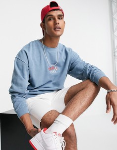 Бирюзовый свитшот с принтом «Paris» Topman-Голубой