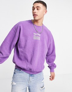 Сиреневый oversized-свитшот с принтом "San Diego" Topman-Фиолетовый цвет
