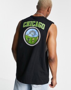 Свободная черная майка с принтом "Chicago" ASOS DESIGN-Черный цвет