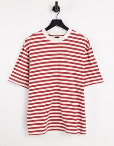 Oversized-футболка в вертикальную полоску бордового цвета River Island-Фиолетовый цвет