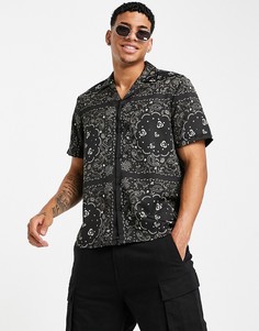 Черная рубашка с принтом пейсли River Island-Черный цвет
